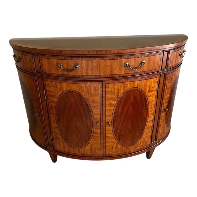 1990s Ethan Allen Newport Mahogany Sideboard Demi Lune Buffet Credenza Server Easton For Sale