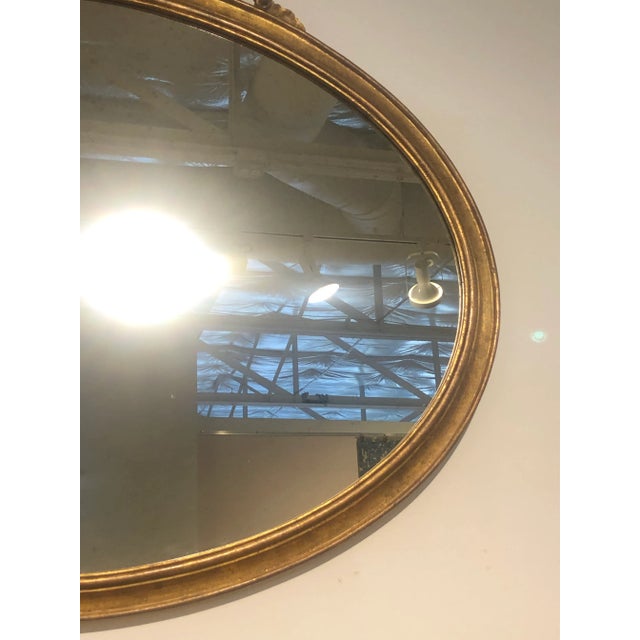 Mid-Century Modern Vintage Italian Carved Wooden Oval Mirror For Sale - Image 3 of 10