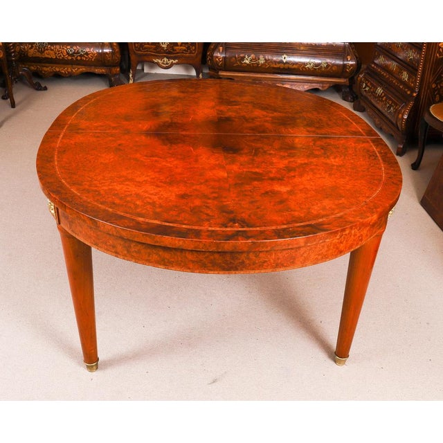 Wood Vintage Empire Revival French Burr Walnut Dining Table and Chairs, Set of 11 For Sale - Image 7 of 18