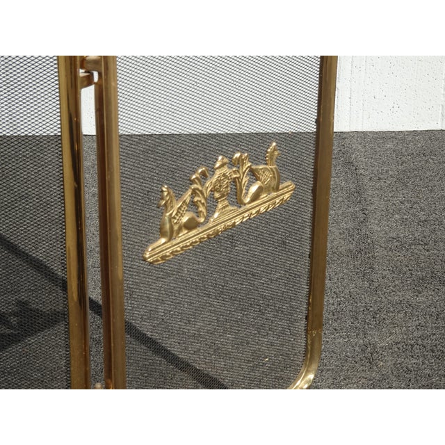 Vintage French Provincial Ribbons Love Birds Gold Brass Fireplace Screen #2 For Sale - Image 14 of 14