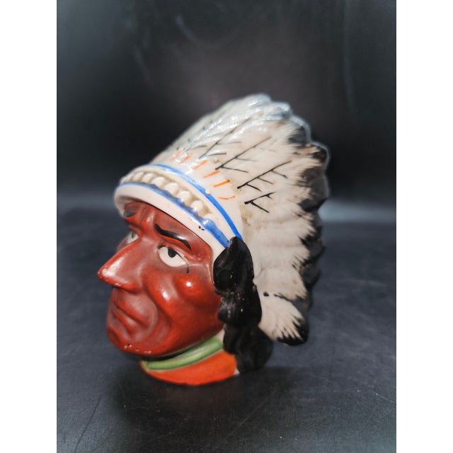 Vintage ceramic Native American Indian Chief bank