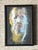 Wood Vintage Abstract Portrait Oil Pastel Painting For Sale - Image 7 of 14