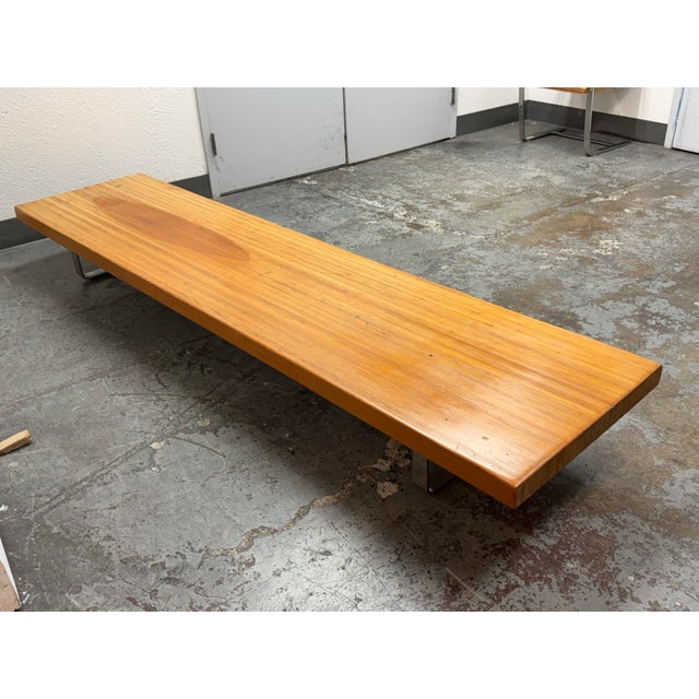 Wood French Low Wood Table + Chrome Supports, Vintage For Sale - Image 7 of 12