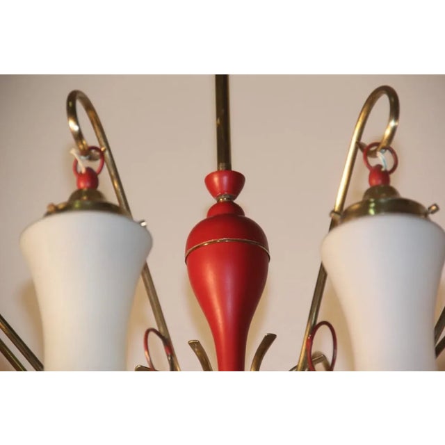 Mid-Century Italian Brass and Glass Chandelier, 1950s For Sale - Image 4 of 18