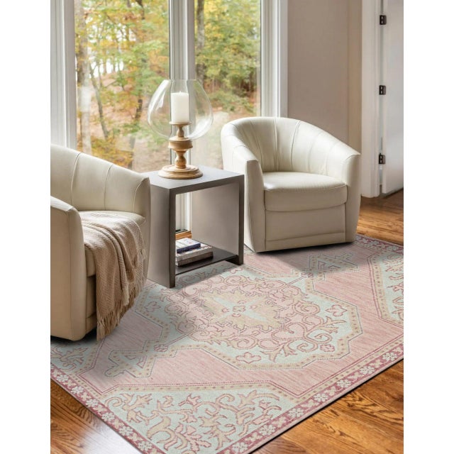 Contemporary 10x14 Lydia Oriental Coral Traditional Medallion Hand Knotted Wool Carpet Rug For Sale - Image 3 of 8