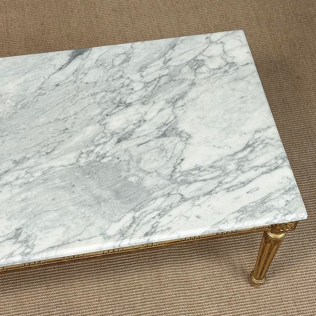 French Louis XVI Giltwood Coffee Table With Carrara Marble For Sale - Image 18 of 18
