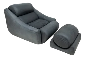 Large Lounge Chair and Ottoman in Leather by De Pas Durbino & Lomazzi, 1970s, Set of 2