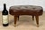 Original 1950's Kidney Footstool Attractive Brown Button Tuft Vinyl Solid Wood Tapered Legs with Gold Foot Caps Quaint...