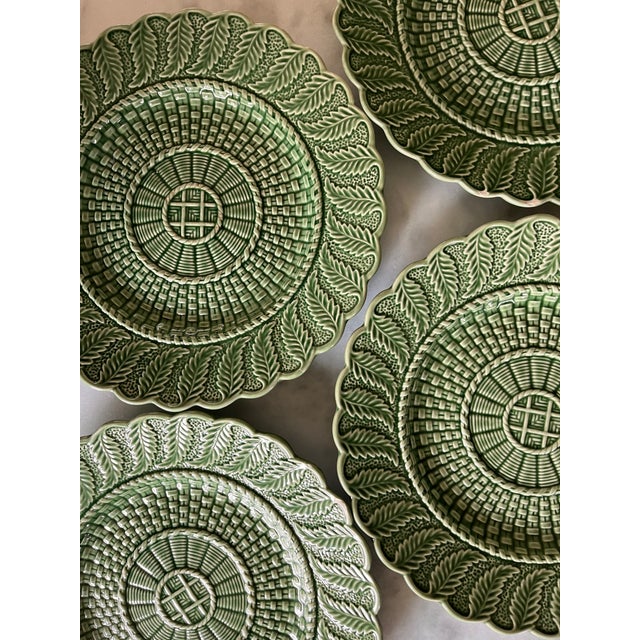 Bordallo Pinheiro Green Basketweave Dinner Plates Set of 4 Chairish