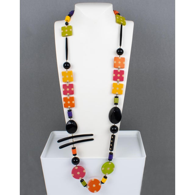 Contemporary Angela Caputi Resin Extra-Long Necklace Multicolor Playful Design For Sale - Image 3 of 10