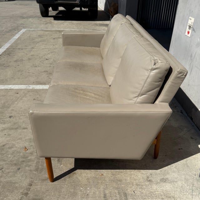 Design Within Reach Raleigh Three Seater Taupe Leather Sofa By Jeffrey Bernett For Sale - Image 9 of 12