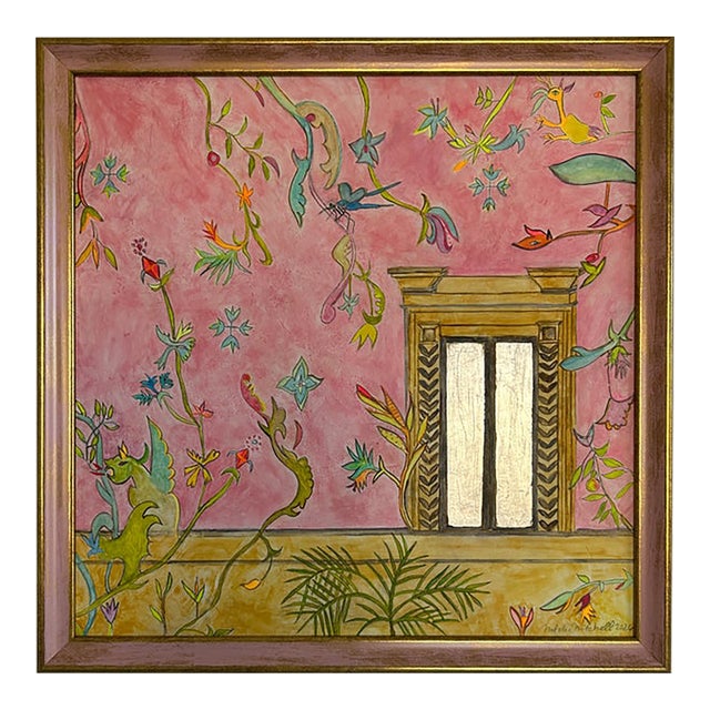 Pink Window of Hope Watercolor by Natalie Mitchell For Sale