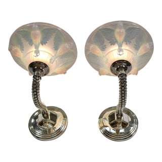 Pair of French Opalescent Art Deco Wall Sconces by Boris Lacroix 1930s France - 2 Pairs Available For Sale