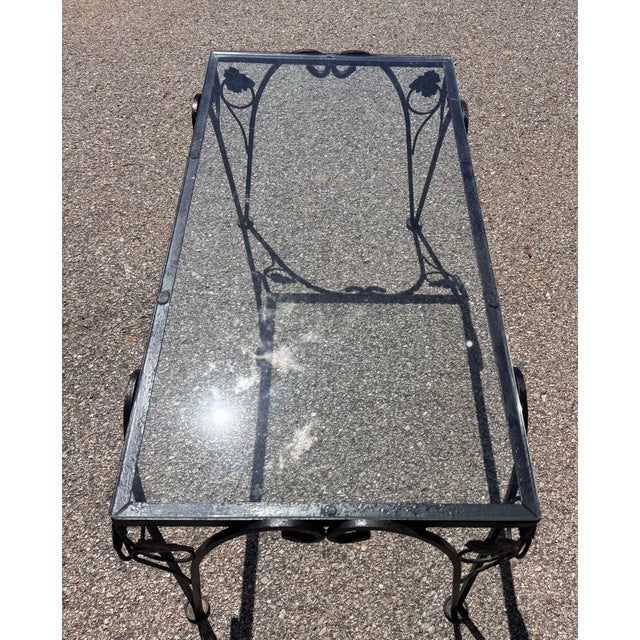 Vintage Art Deco Wrought Iron and Glass Coffee Table For Sale - Image 9 of 10