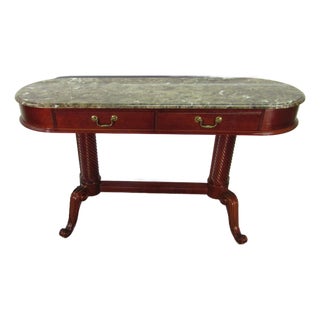 Pennsylvania House Solid Cherry Marble Top Console Table For Sale