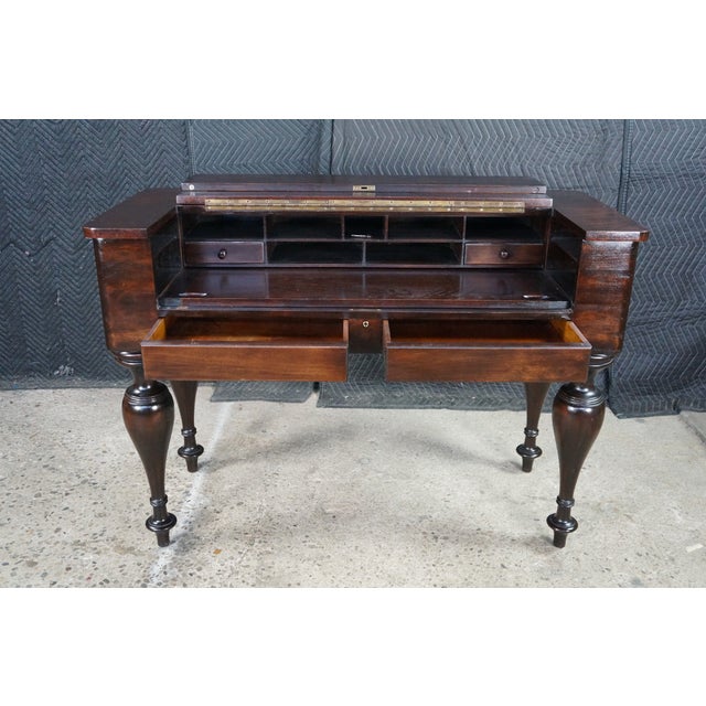 Antique Early 20th C. American Mahogany Spinet Writing Desk Console Hall Table For Sale - Image 14 of 18