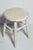 Antique painted white distressed kitchen low stool on 4 legs.