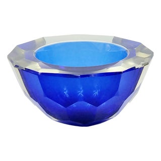 Large Sommerso Faceted Murano Glass Catchall from Mandruzzato, Italy, 1970s For Sale