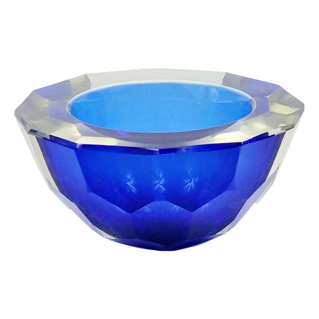 Large Sommerso Faceted Murano Glass Catchall from Mandruzzato, Italy, 1970s For Sale
