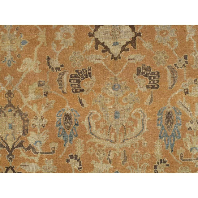 Antique Persian Sultanabad Carpet, Handmade Oriental Rug, Brown, Peach Soft Blue For Sale - Image 15 of 17