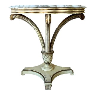 Grosfeld House Hollywood Regency End - Side Table W/ Marble Top For Sale
