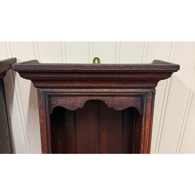 Antique English Pair Bookcases Plate Racks Wall Shelves Hanging Wall Oak 1920-30 For Sale In Dallas - Image 6 of 18