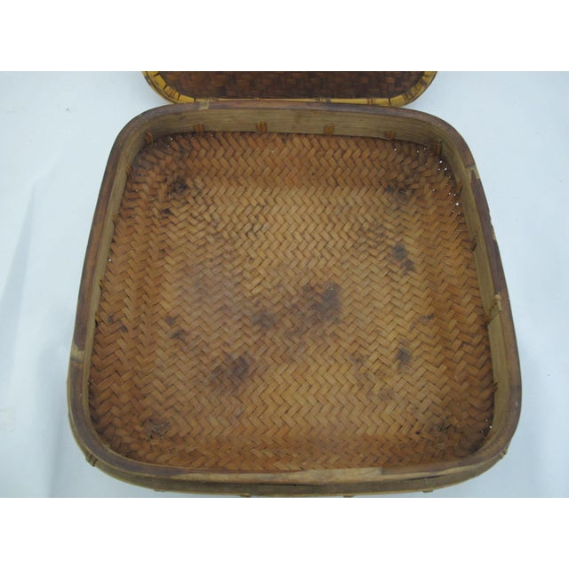 Filipino Ifugao Huop Handwoven Square Lidded Rice Basket Box For Sale - Image 9 of 9