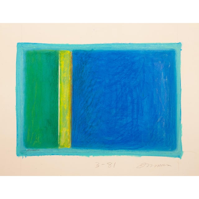 Paper 'Abstract, Emerald and Cobalt' by Robert Inman, 1981, Chouinard, Osaka, Butler Institute of Art, Los Angeles County Museum of Art For Sale - Image 7 of 7