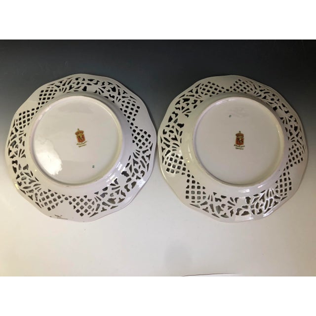 1940s Set of 2 Vintage Schumann Germany Porcelain Plates Reticulated Various Fruits For Sale - Image 11 of 13