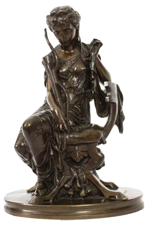 Antique Grand Tour Bronze Sculpture of Goddess Diana by Mercié, 19th Century