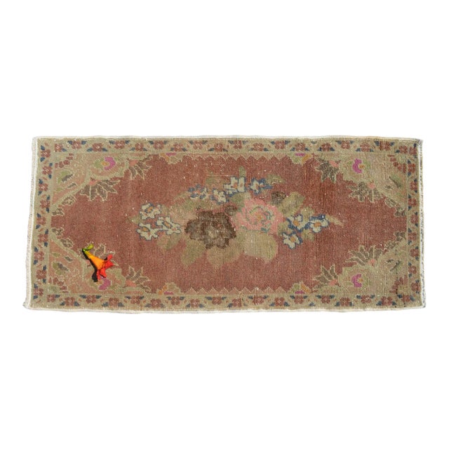 Hand Knotted Small Rug Mid Century Modern Doormat - 1′6″ × 3′3″ For Sale
