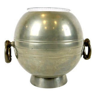 Swedish Art Deco Pewter Globe Vase with Handles from GAB, 1935 For Sale
