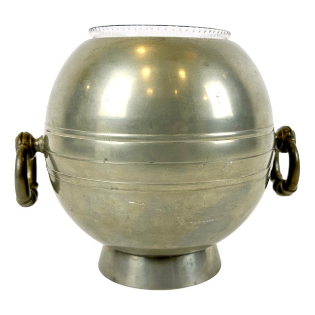 Swedish Art Deco Pewter Globe Vase with Handles from GAB, 1935 For Sale