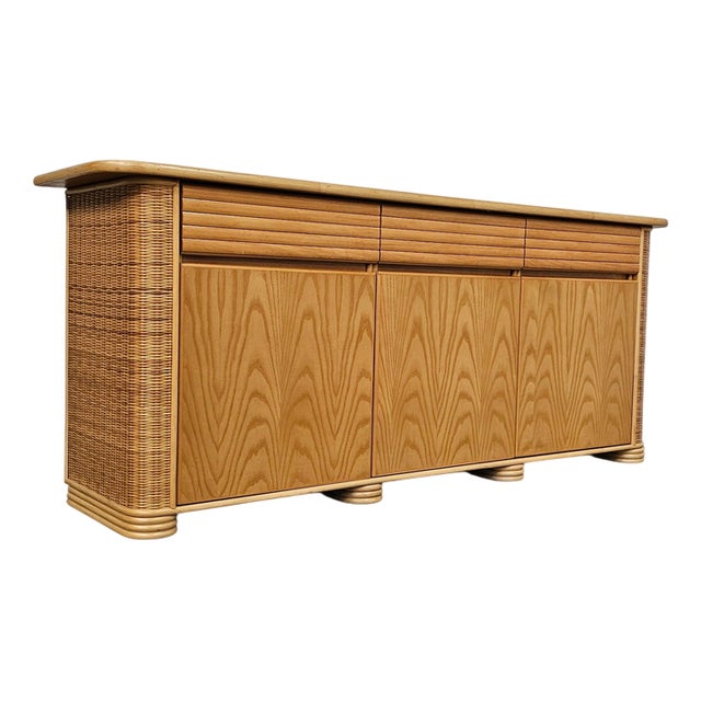 Wood, Bamboo and Rattan Sideboard by Roberti Rattan, 1970s For Sale