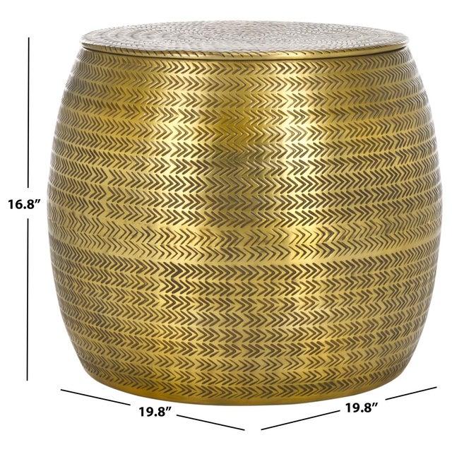 Modern Apoline Drum Side Table with Storage in Antique Brass For Sale - Image 3 of 10