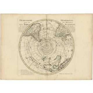 Antique Engraving of the Southern Hemisphere by G. De Lisle, 1700s For Sale