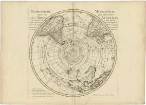 Antique Engraving of the Southern Hemisphere by G. De Lisle, 1700s