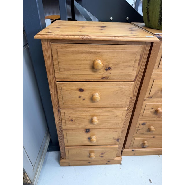 Wood Narrow Pine Chest of Drawers For Sale - Image 7 of 8