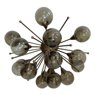 21st Century Mezzo Bronze Smoky Bubbles Murano Flush Mount by Fabio LTD For Sale