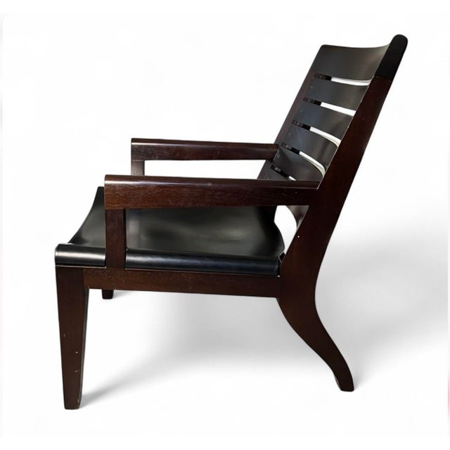 Christian Liaigre For Holly Hunt Wood And Leather Lounge Chair This stunning chair exemplifies the designer's signature...