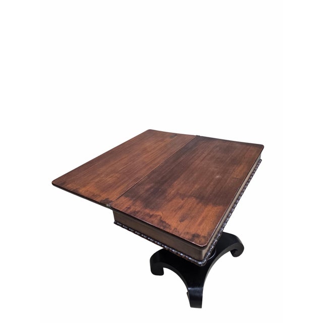 Antique American Empire Flame Mahogany Flip-Top Game Table For Sale - Image 4 of 10