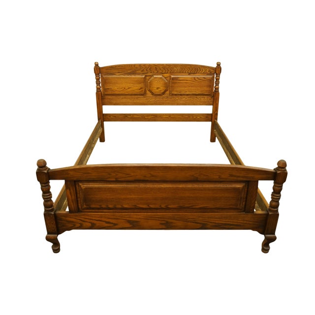 Late 20th Century Davis Cabinet Nashville Tn Solid Weathered Oak Full Size Bed Chairish