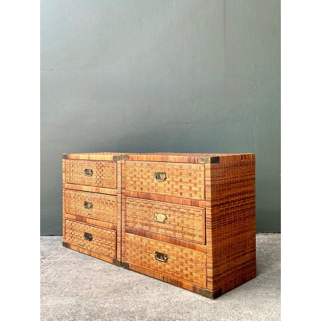 Vintage Woven Rattan Chest of Drawers - Set of 2 For Sale - Image 18 of 18