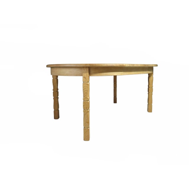 Mid 20th Century Attributed to Henning Kjærnulf Scandinavian Solid White Oak Round Dining Table With Leaves For Sale - Image 11 of 12