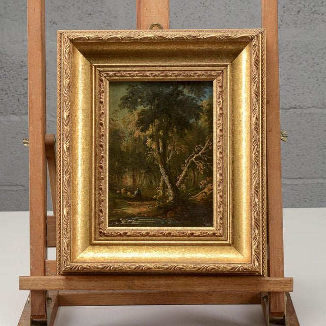 Miniature Landscape Oil Painting on Wood, 19th Century For Sale - Image 10 of 10