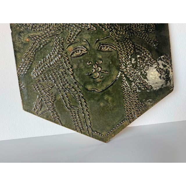Ceramic Vintage Susan Steven Figural Relief Portrait Studio Ceramic Wall Plaque For Sale - Image 7 of 11