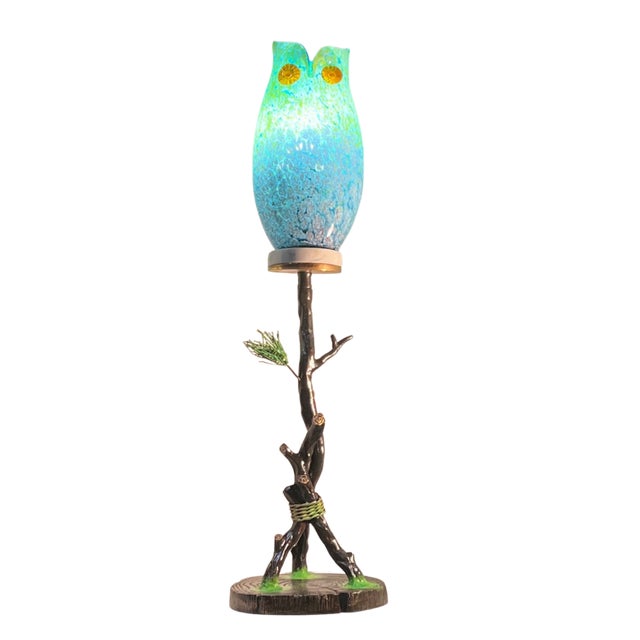 Murano Art Glass Owl Perched on a Tree Branch Torchiere Lamp For Sale - Image 10 of 18