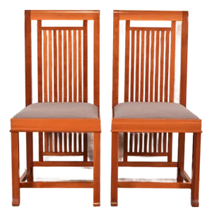 Frank Lloyd Wright for Cassina Arts & Crafts Cherry Wood Dining Chairs, Pair