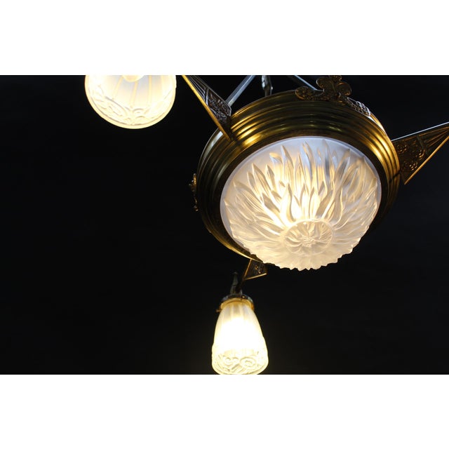 Art Deco Glass Chandelier from Val Saint Lambert, Belgium, 1920s For Sale - Image 11 of 13