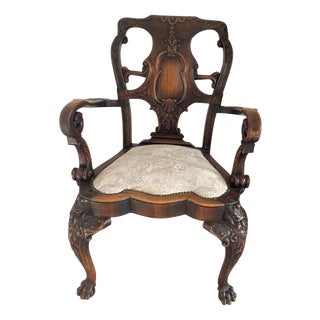 Chippendale Desk Chair in Oak, 1880 For Sale